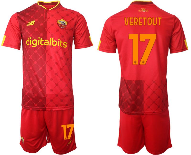 Men 2022-2023 Club AS Rome home red 17 Soccer Jersey